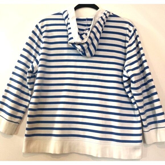 Chaps Denim Ralph Lauren Women's XL Nautical Striped Tie Hoodie 3/4 Sleeve Boat - Picture 10 of 13